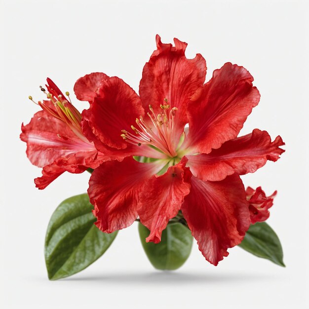 Illustration of a beautiful and somewhat magical red azalea flower on a white background 2