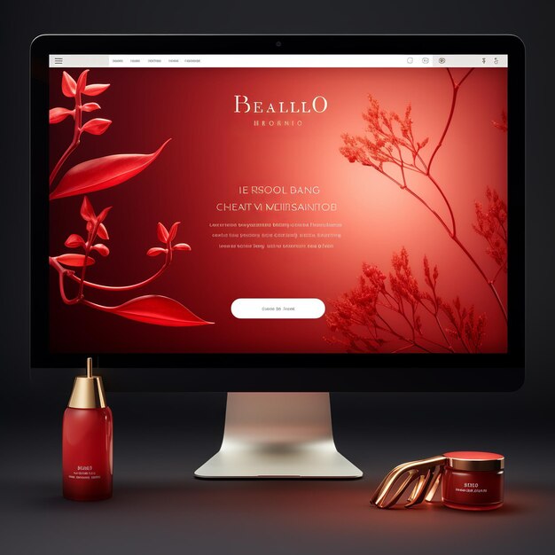 Photo illustration of beautiful website design red light therapy product