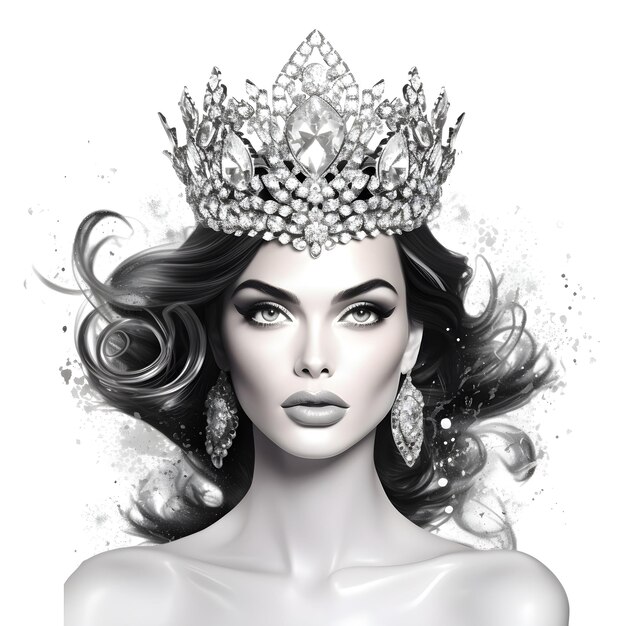 Photo an illustration of a beautiful woman with crown on her head