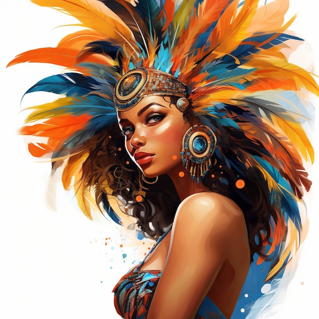 illustration of Beautiful woman with samba costume Illustration