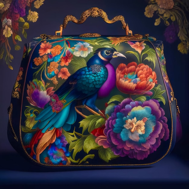 Иллюстрация красивой женской сумки с ярким восточным узором