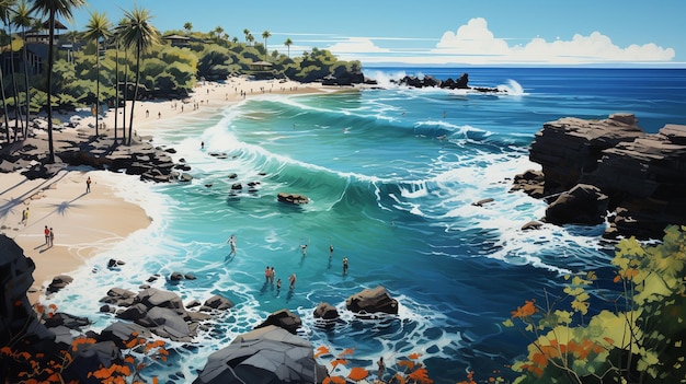 illustration of the beauty of a beach in Hawaii