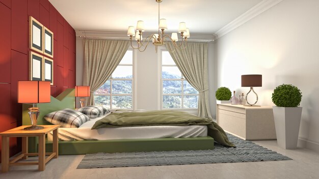 Illustration of the bedroom interior