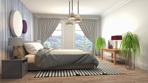 Illustration of the bedroom interior