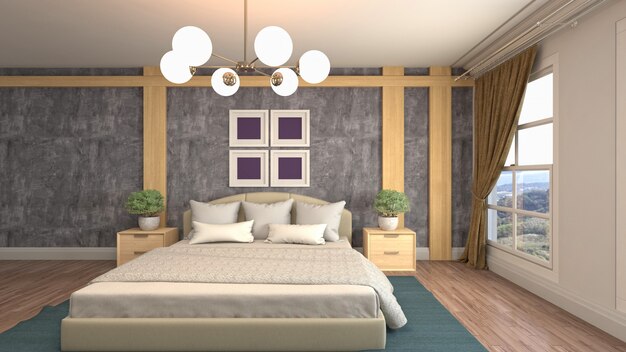 Illustration of the bedroom interior