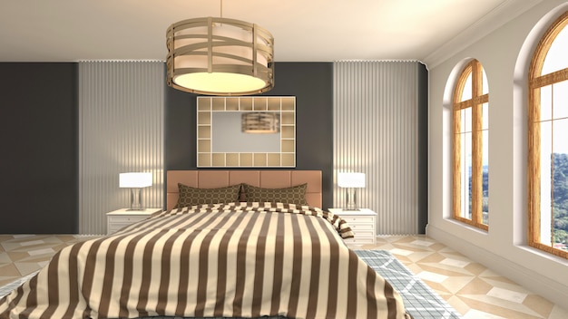 Photo illustration of the bedroom interior