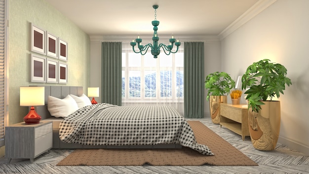 Illustration of the bedroom interior