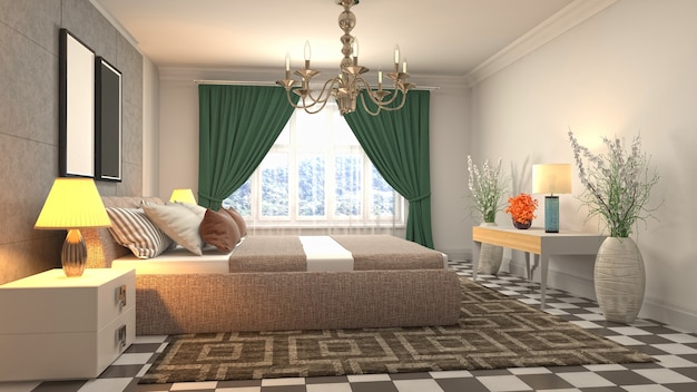 Illustration of the bedroom interior