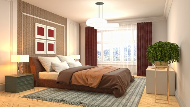 Illustration of the bedroom interior