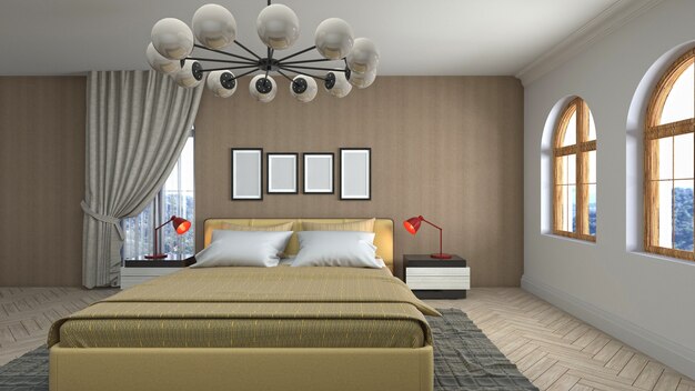 Illustration of the bedroom interior