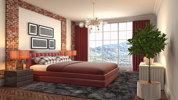 Illustration of the bedroom interior