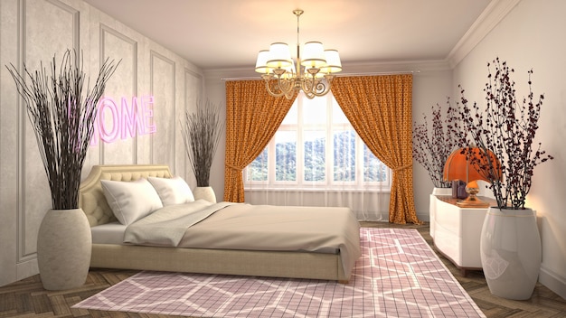 Illustration of the bedroom interior