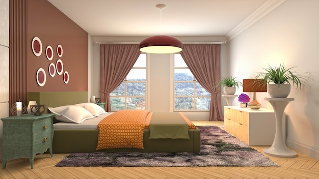 Illustration of the bedroom interior