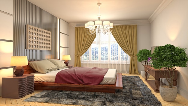 Illustration of the bedroom interior