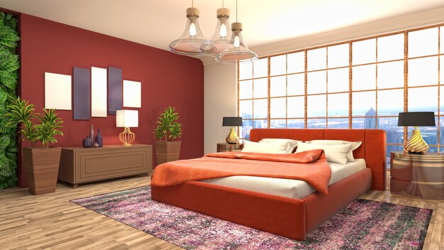 Illustration of the bedroom interior