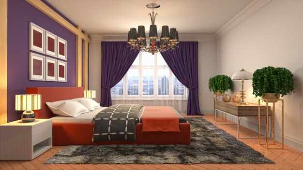 Illustration of the bedroom interior