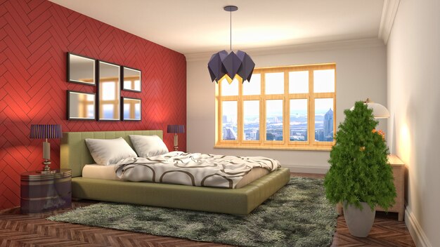 Illustration of the bedroom interior