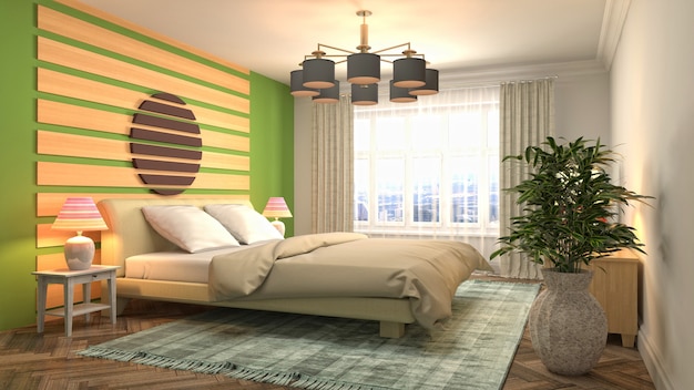 Иллюстрация интерьера спальни