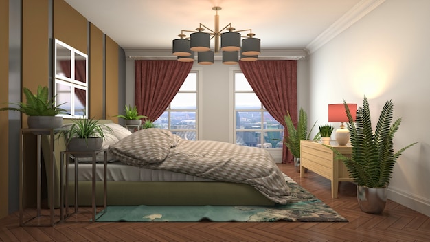 Illustration of the bedroom interior