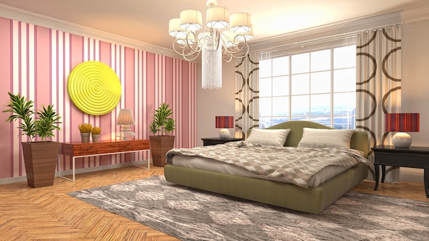 Illustration of the bedroom interior