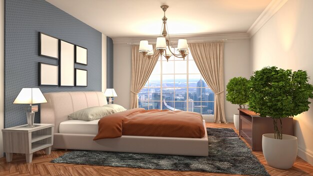 Premium Photo | Illustration of the bedroom interior