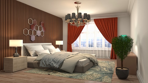 Illustration of the bedroom interior