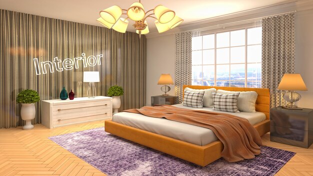 Illustration of the bedroom interior