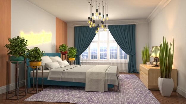 Illustration of the bedroom interior