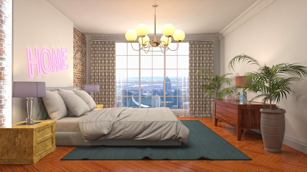 Illustration of the bedroom interior