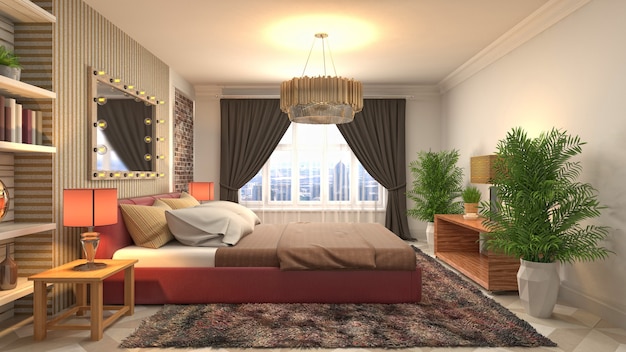 Illustration of the bedroom interior