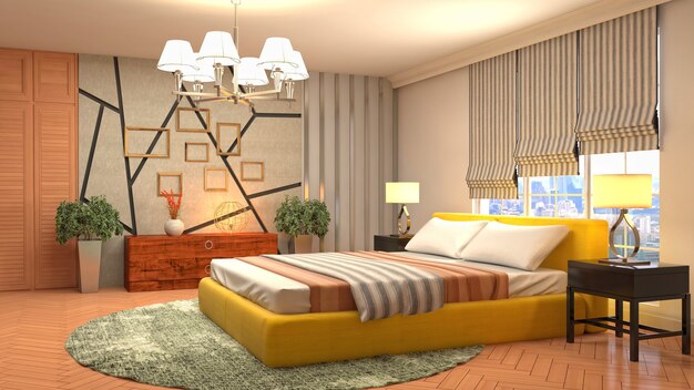 Illustration of the bedroom interior