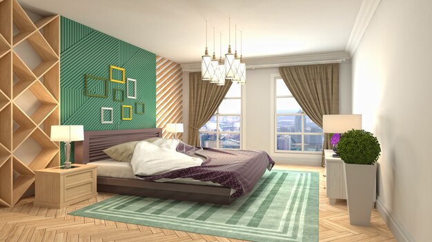 Illustration of the bedroom interior