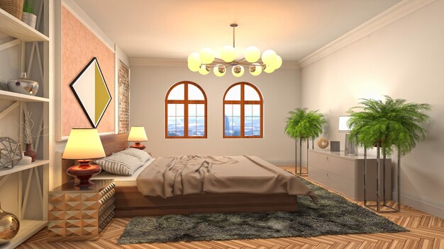 Illustration of the bedroom interior