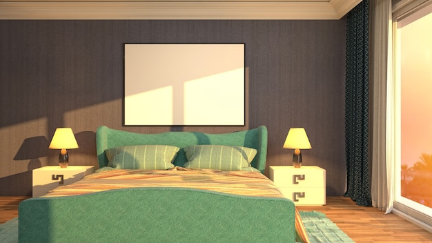 Иллюстрация интерьера спальни