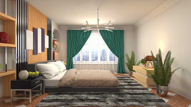 Illustration of the bedroom interior