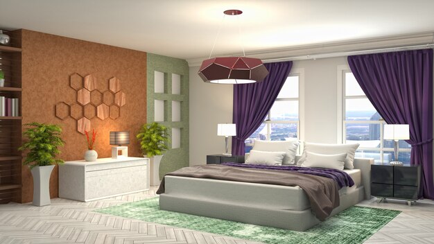 Illustration of the bedroom interior