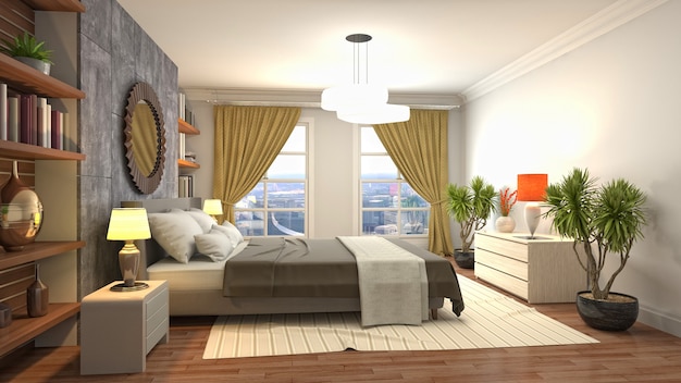 Illustration of the bedroom interior