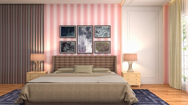 Illustration of the bedroom interior