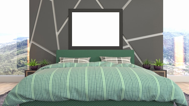 Foto illustrazione dell'interno della camera da letto