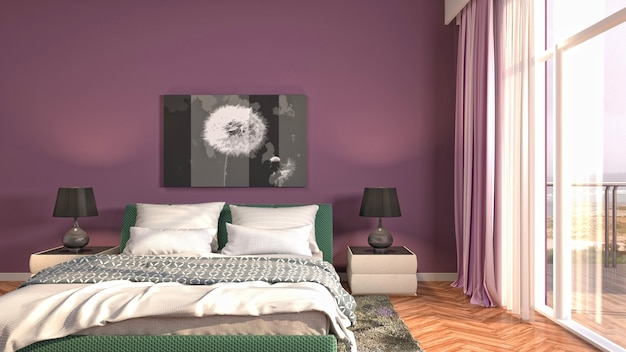 Illustration of the bedroom interior