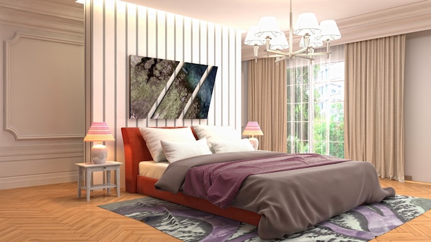 Illustration of the bedroom interior