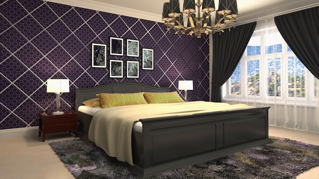 Photo illustration of the bedroom interior