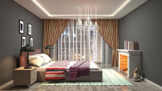 Illustration of the bedroom interior