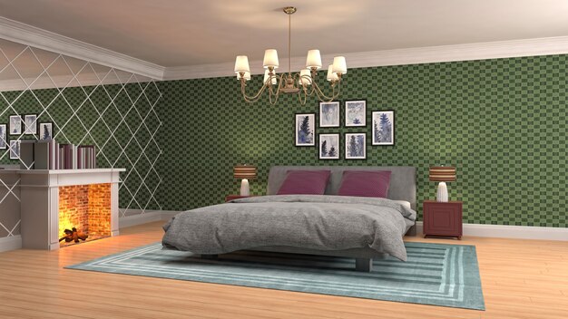 Illustration of the bedroom interior