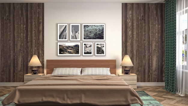 Photo illustration of the bedroom interior