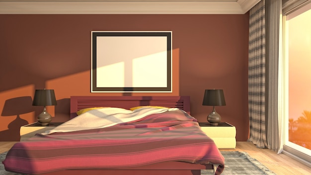 Foto illustrazione dell'interno della camera da letto