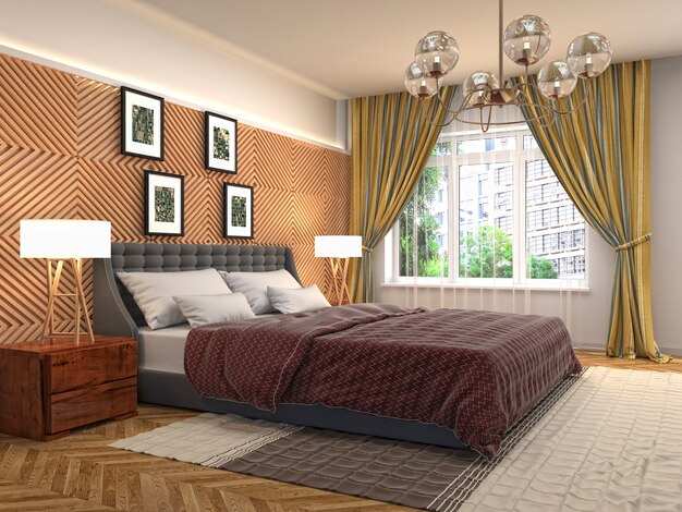 Illustration of the bedroom interior