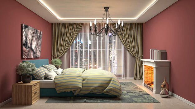 Illustration of the bedroom interior