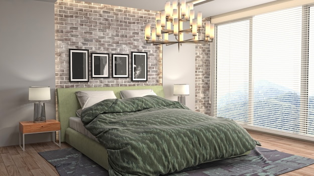 Photo illustration of the bedroom interior