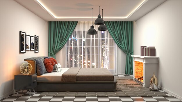 Illustration of the bedroom interior